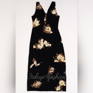 🌸 Candie’s Black Floral Maxi Dress Vintage-Inspired Fall Chic 🌼